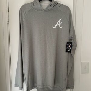 NWT New Era Men’s Atlanta Braves Heathered Grey Performance Hoodie - Large